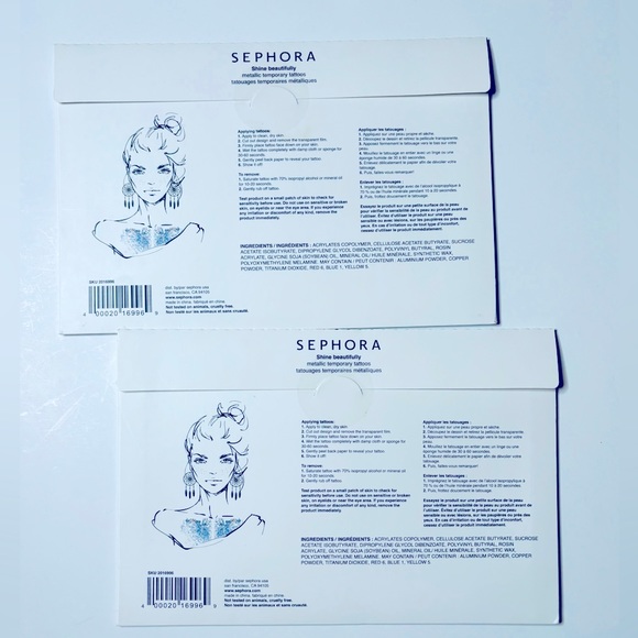NEW Sephora Collection Shine Beautifully Metallic Temporary Tattoos (2 Packs) - Picture 2 of 3